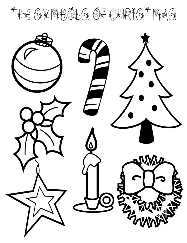 Symbols Of Christmas Coloring Page | Christmas Colors