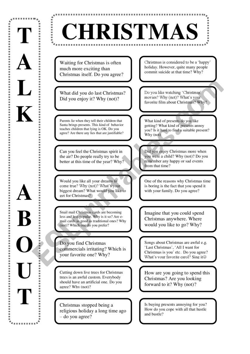 Talk About Christmas - Esl Worksheetdobrawaa