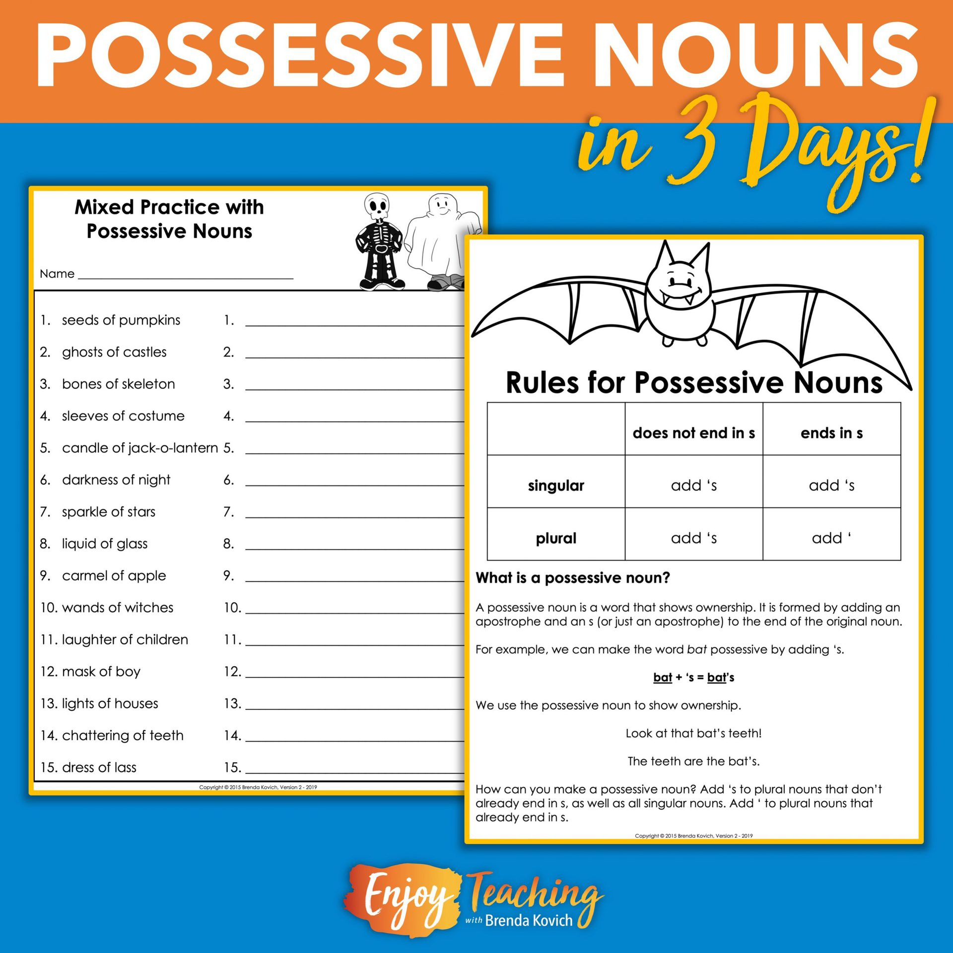 Teaching Possessive Nouns In Three Days Is Easy