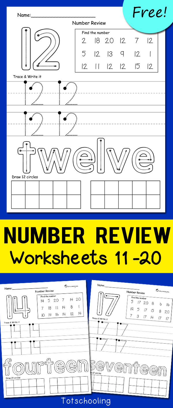 Free Math Worksheets Numbers 11 20