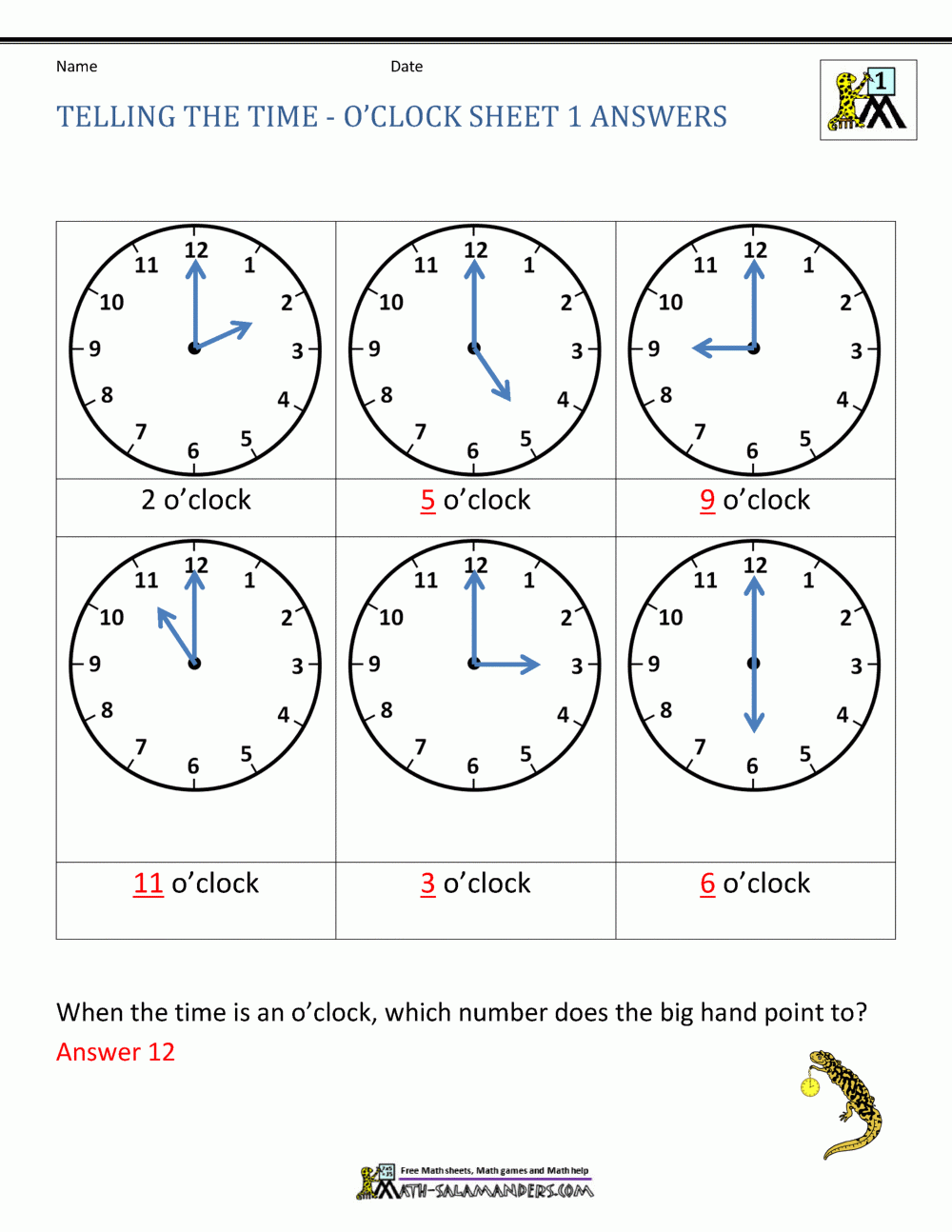 Telling Time Worksheets - O&amp;#039;clock And Half Past