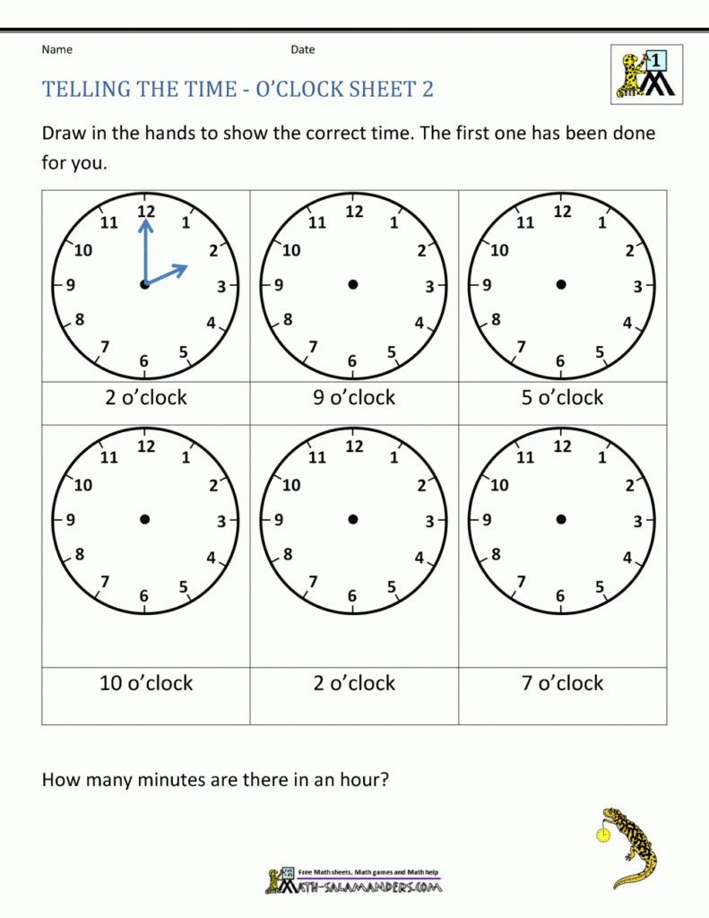 Telling Time Worksheets   O'clock And Half Past