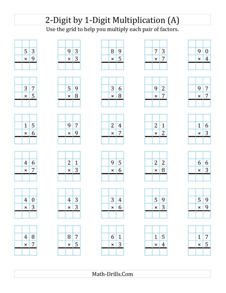 The 2 Digit1 Digit Multiplication With Grid Support (A