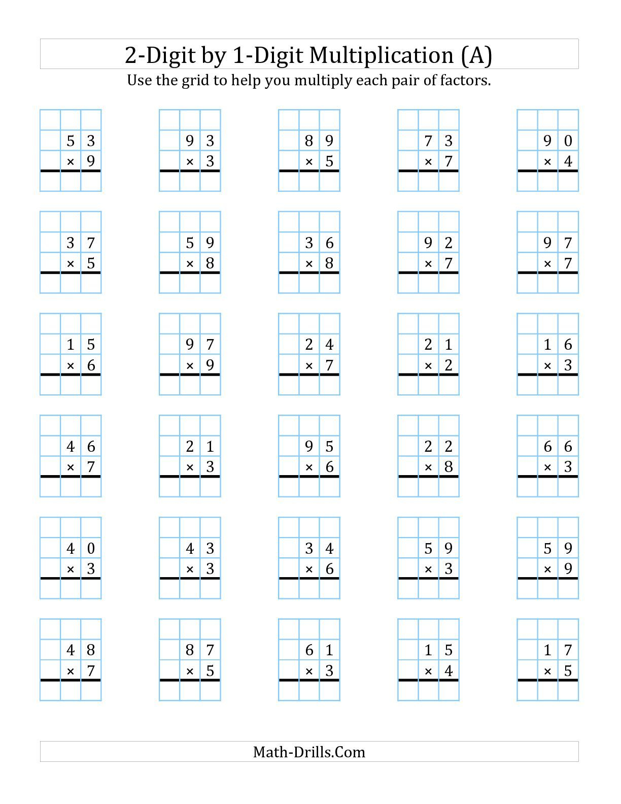 The 2-Digit1-Digit Multiplication With Grid Support (A