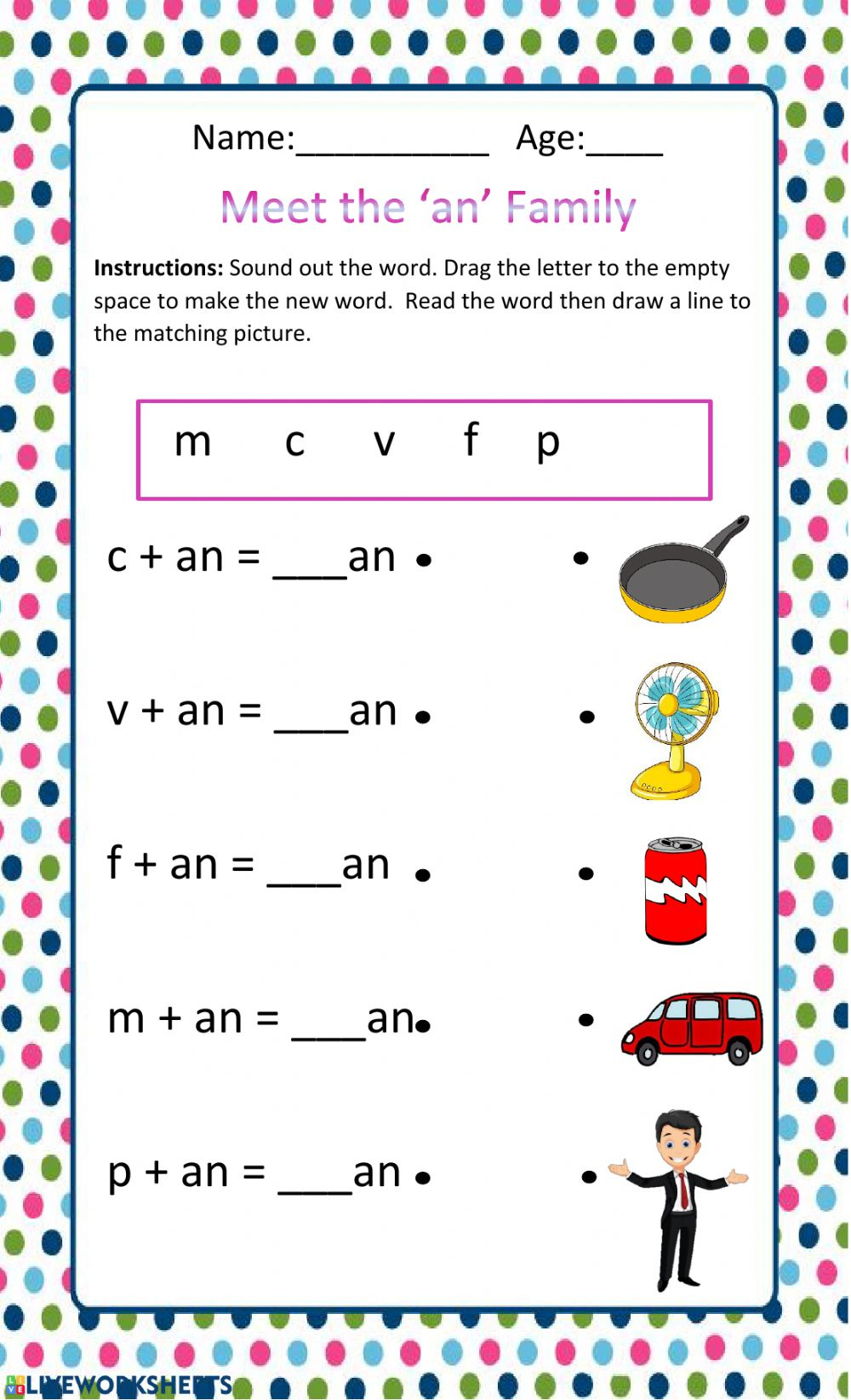 The An Family Interactive Worksheet Language Development