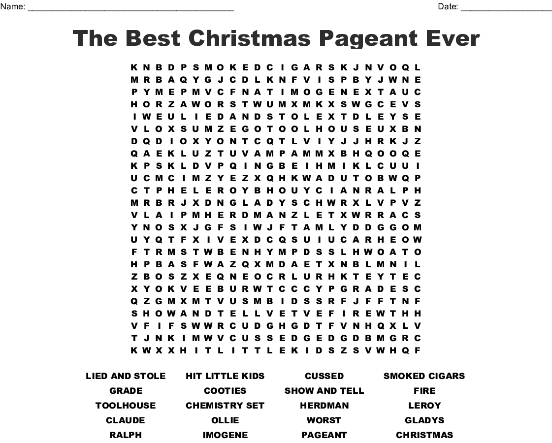 Best Worst Christmas Pageant Ever Worksheets AlphabetWorksheetsFree