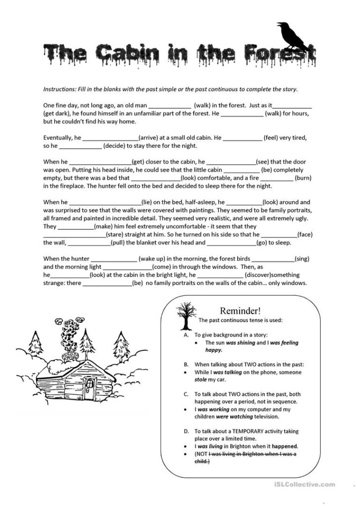 The Cabin In The Wood   Past Continuous   English Esl