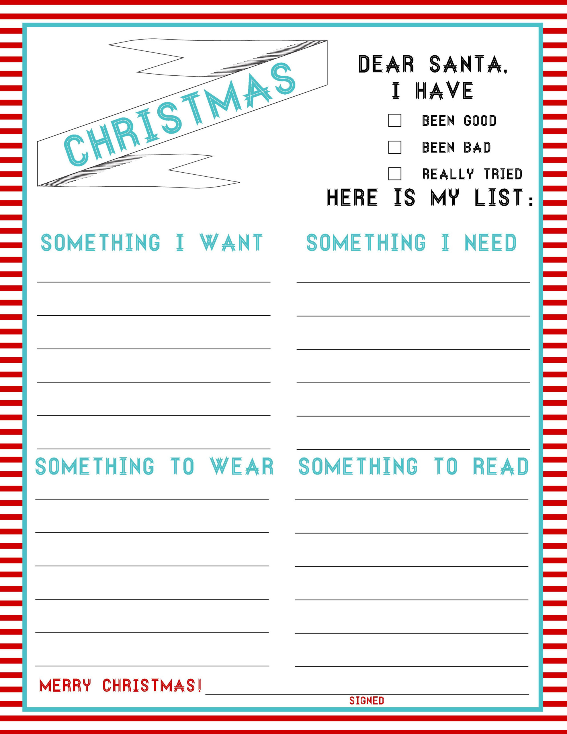 The Christmas List: 4-Things (Freebie) | Kids Christmas List