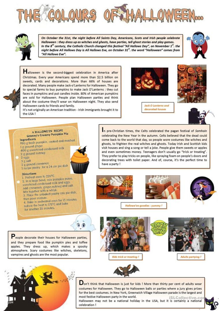 The Colours Of Halloween (1)   English Esl Worksheets For