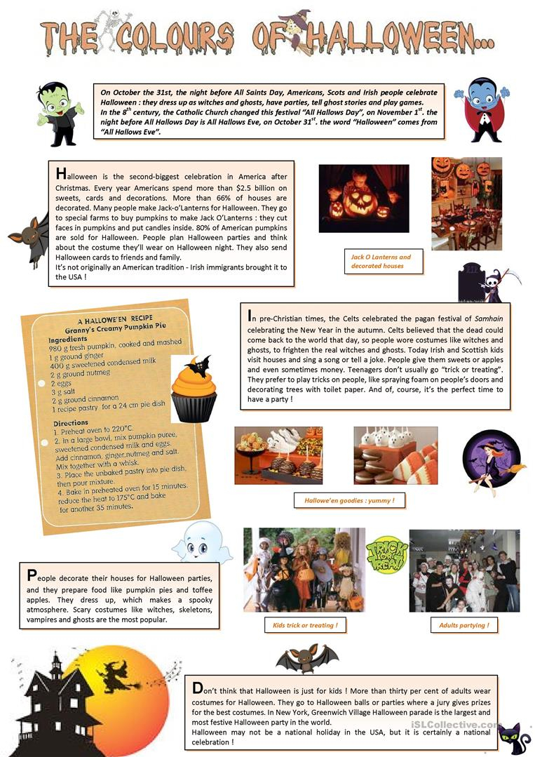 The Colours Of Halloween (1) - English Esl Worksheets For