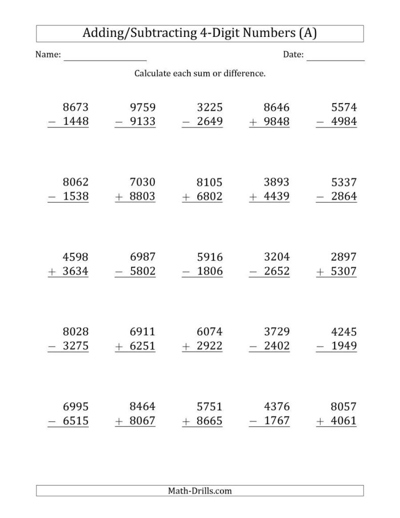 The Digit Plus Minus Addition And Subtraction With Some