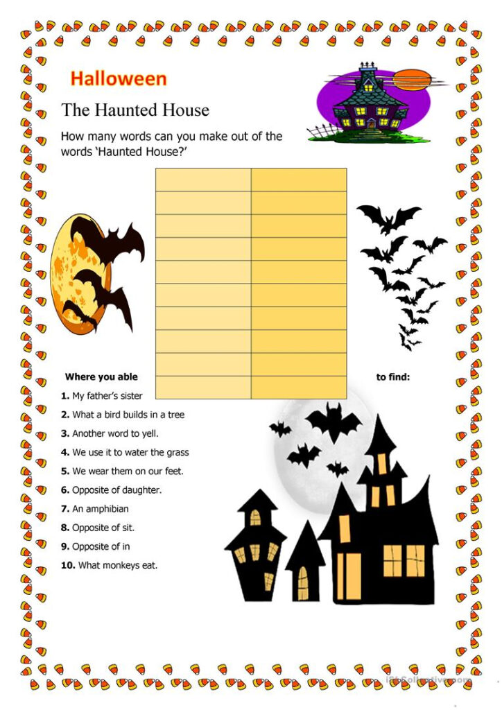 The Haunted House   English Esl Worksheets For Distance