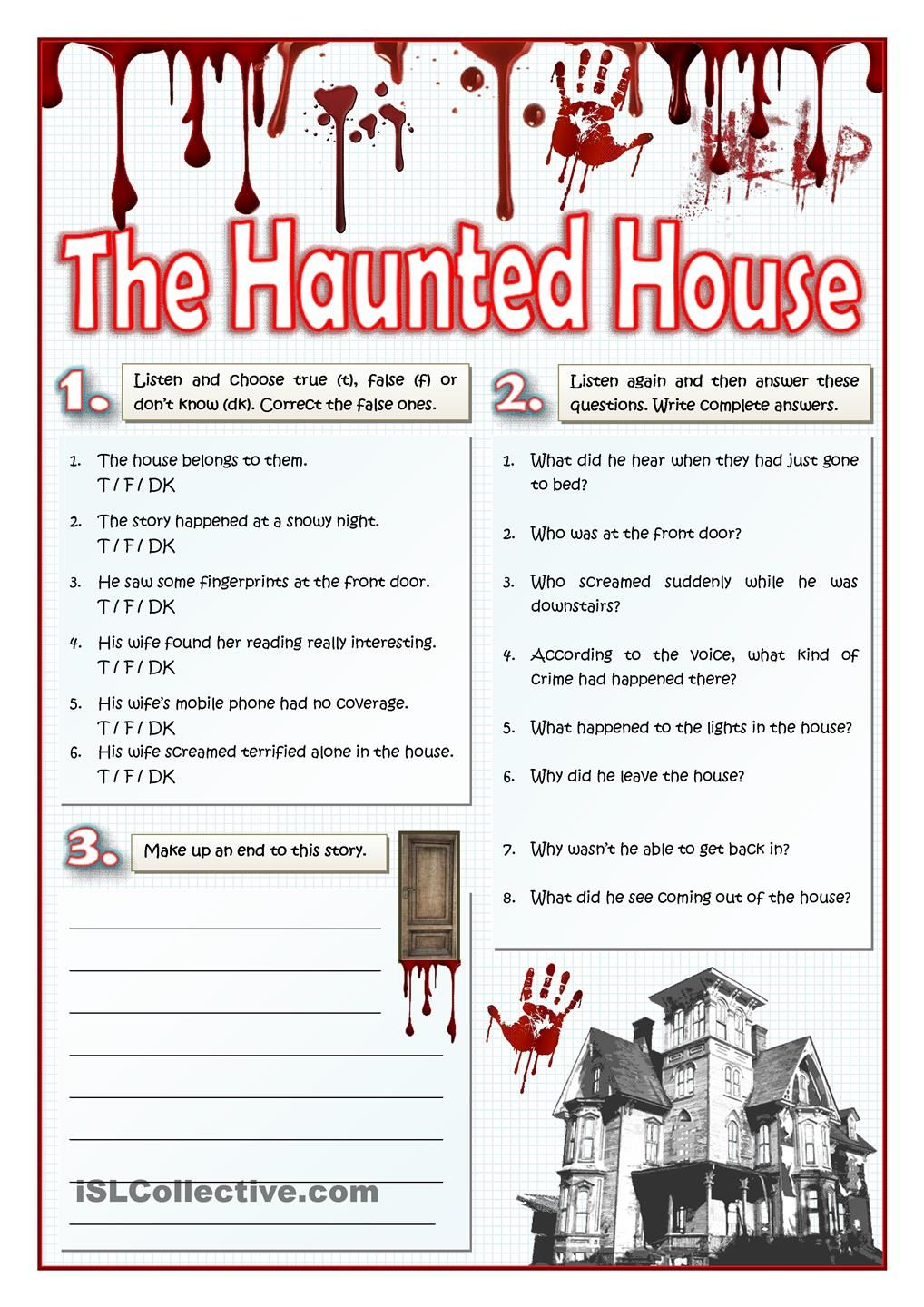 The Haunted House - Listening And Writing | Actividades De