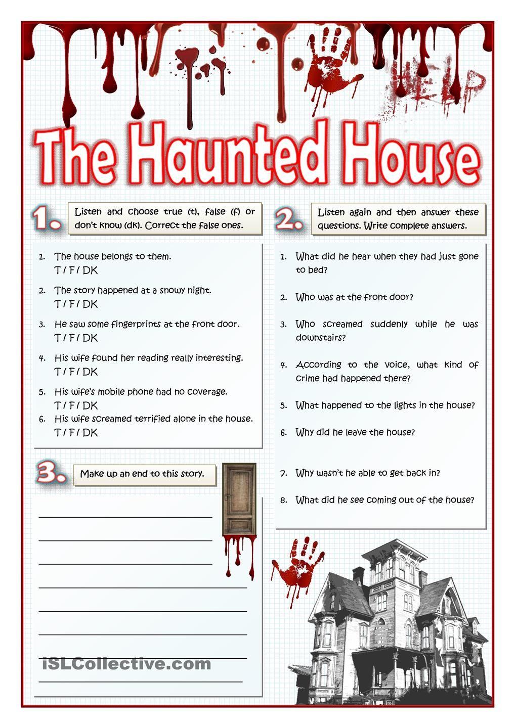 The Haunted House - Listening And Writing | Halloween