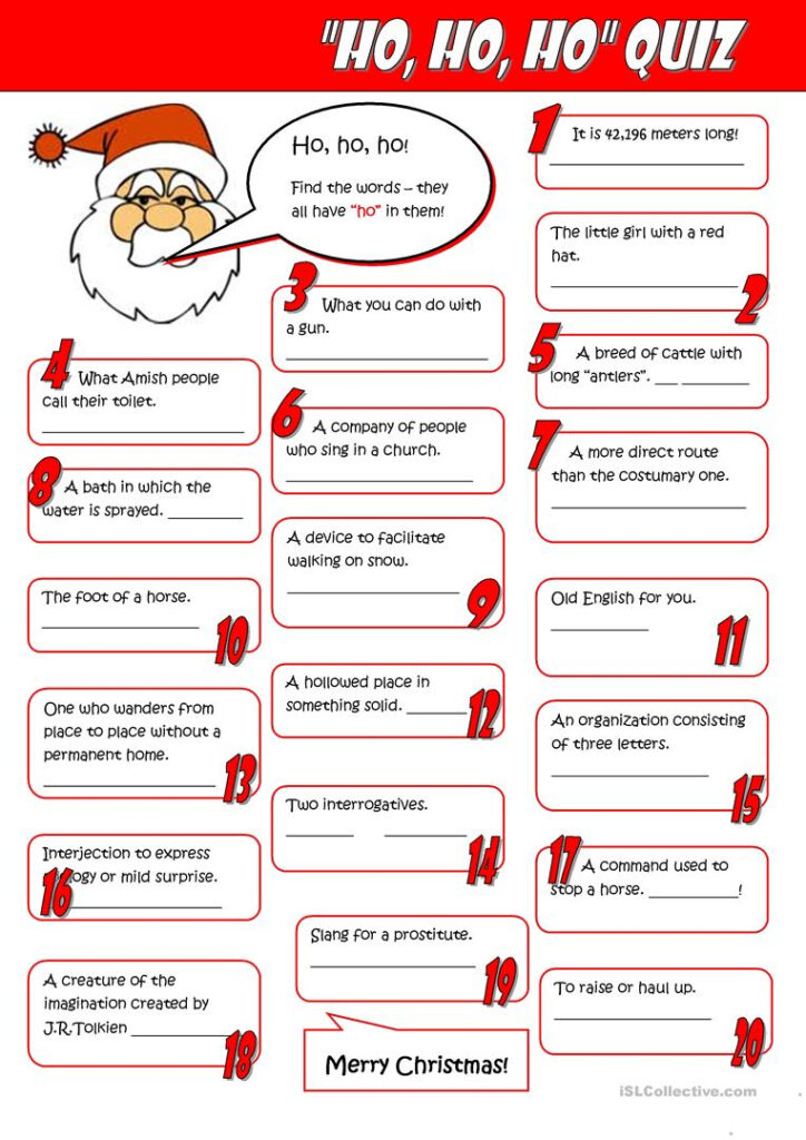 The Ho Ho Ho Quiz 2   English Esl Worksheets For Distance