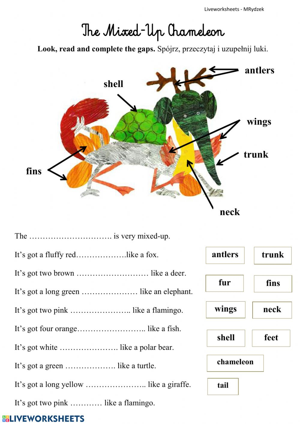 The Mixed-Up Chameleoneric Carle Worksheet