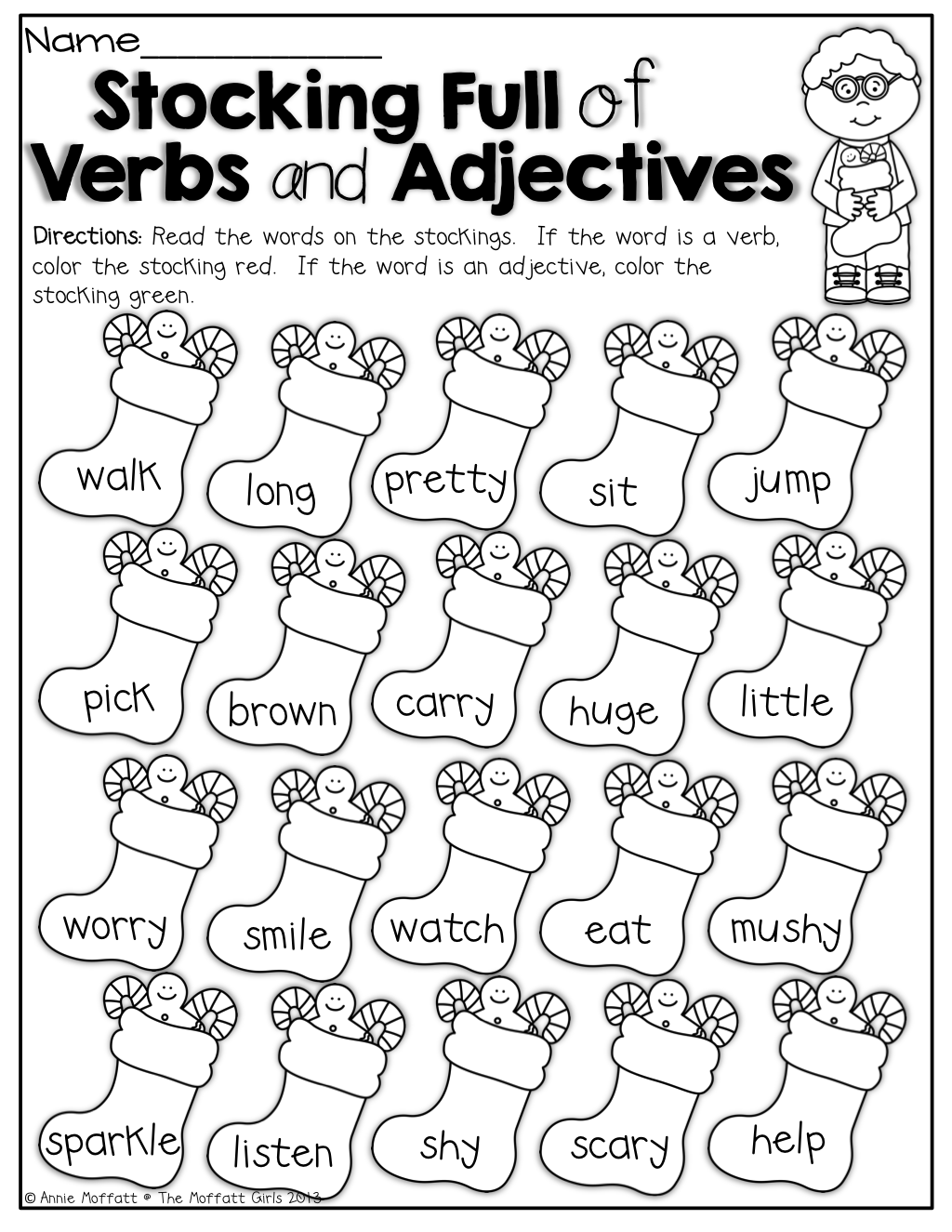 Christmas Noun And Verb Worksheets AlphabetWorksheetsFree