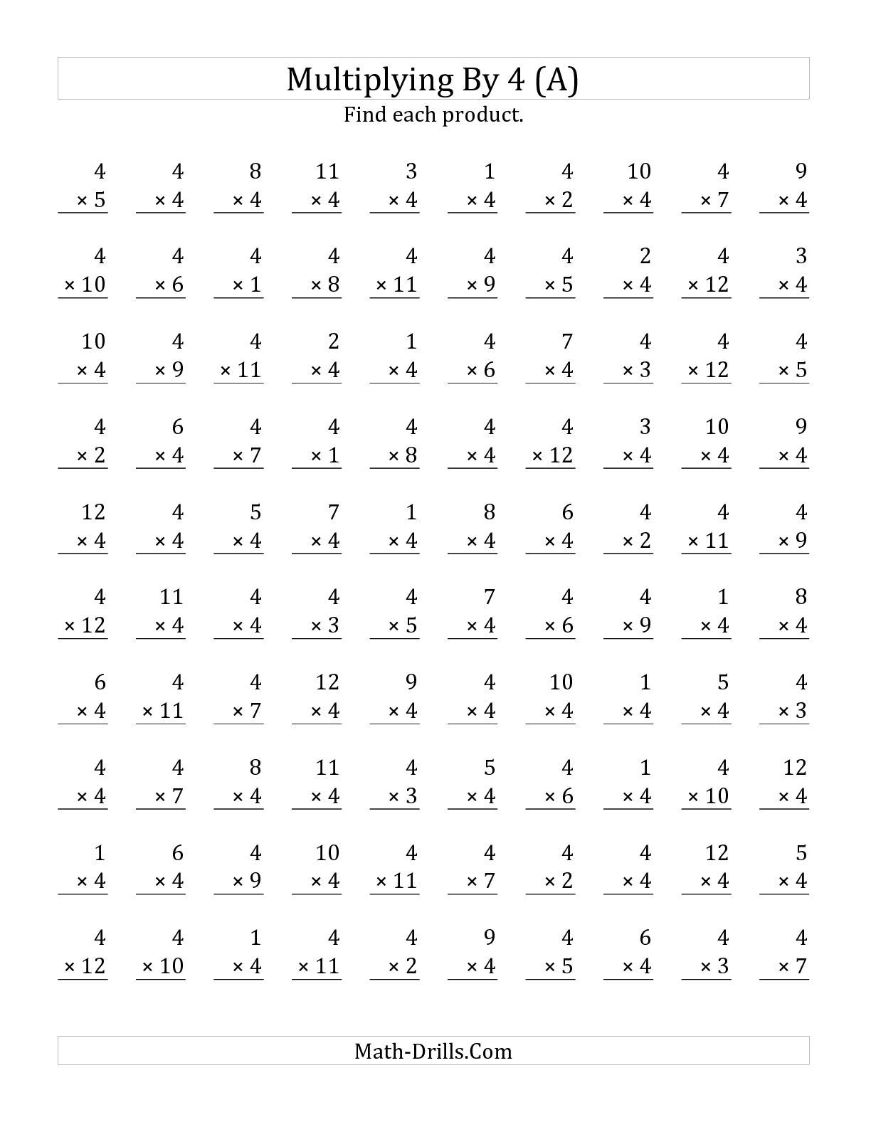 The Multiplying 1 To 124 (A) Math Worksheet From The
