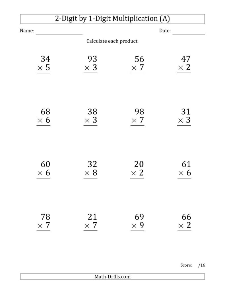 The Multiplying 2 Digit1 Digit Numbers (Large Print) (A