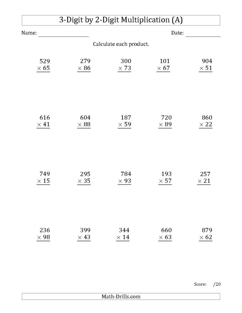 The Multiplying 3 Digit2 Digit Numbers (A) Math