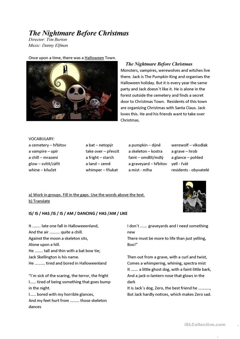 The Nightmare Before Christmas - English Esl Worksheets For