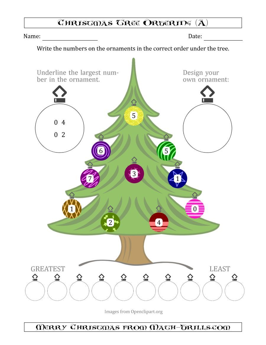 The Ordering/sorting Numbers 0 To 10 On A Christmas Tree (A