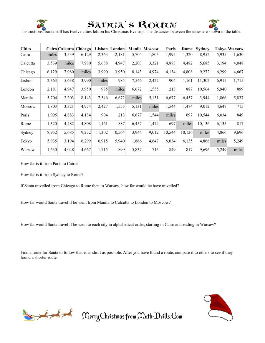 The Santa&amp;#039;s Route Math Worksheet From The Christmas Math