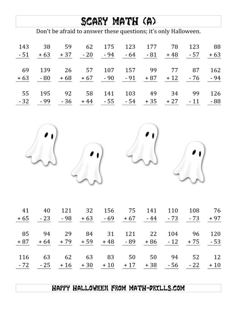 The Scary Addition And Subtraction With Double Digit Numbers