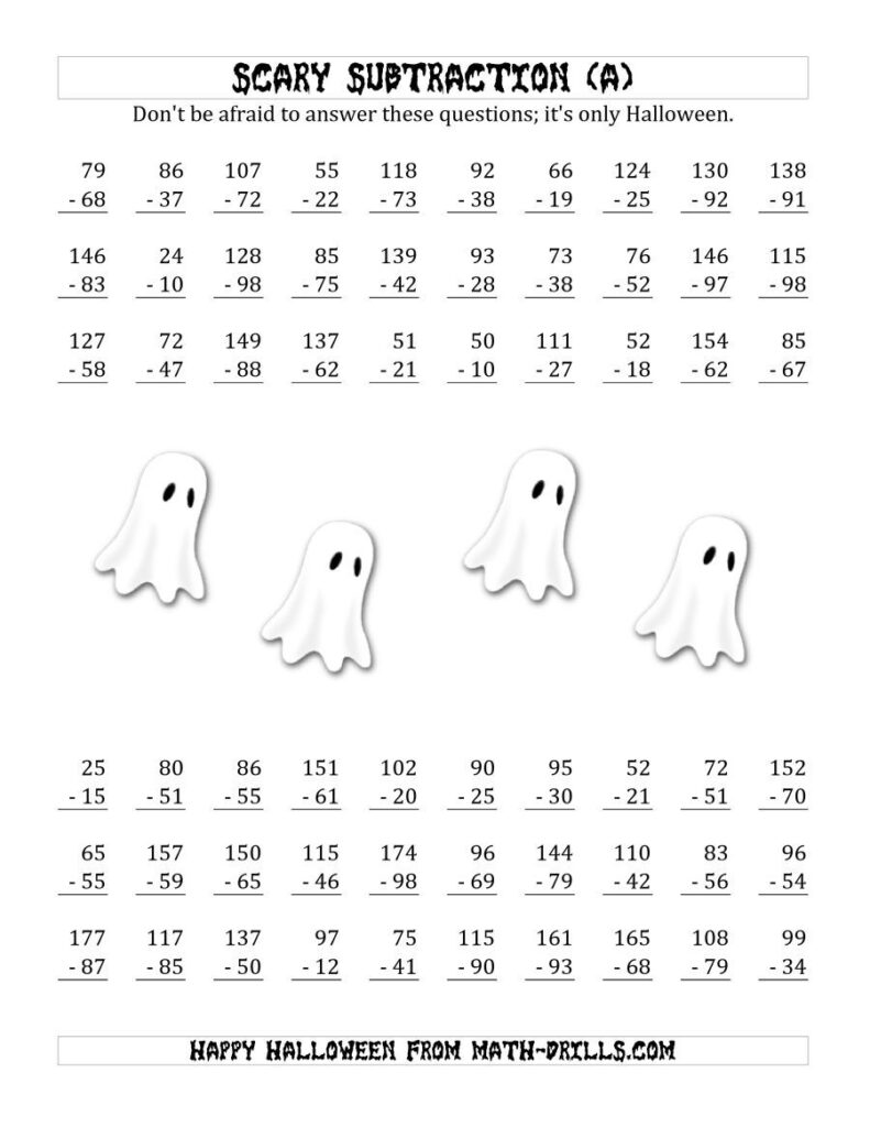 The Scary Subtraction With Double Digit Subtrahends And