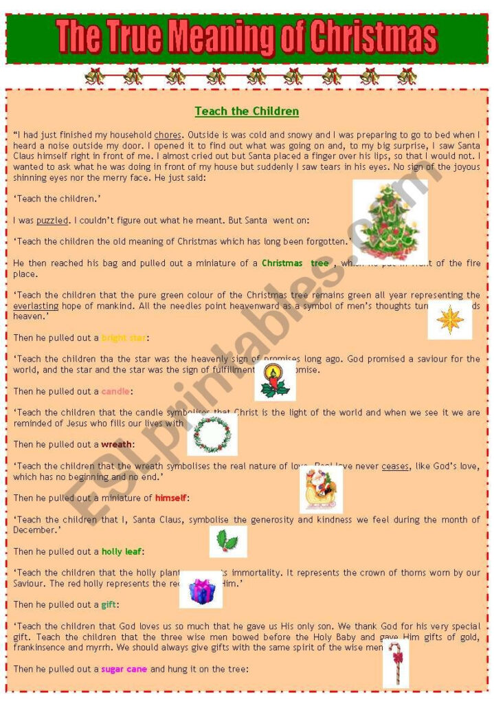 The True Meaning Of Christmas   Esl Worksheetaraquelsp