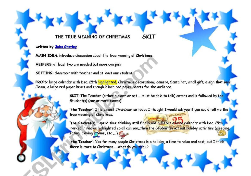 The True Meaning Of Christmas   Esl Worksheetgghionul