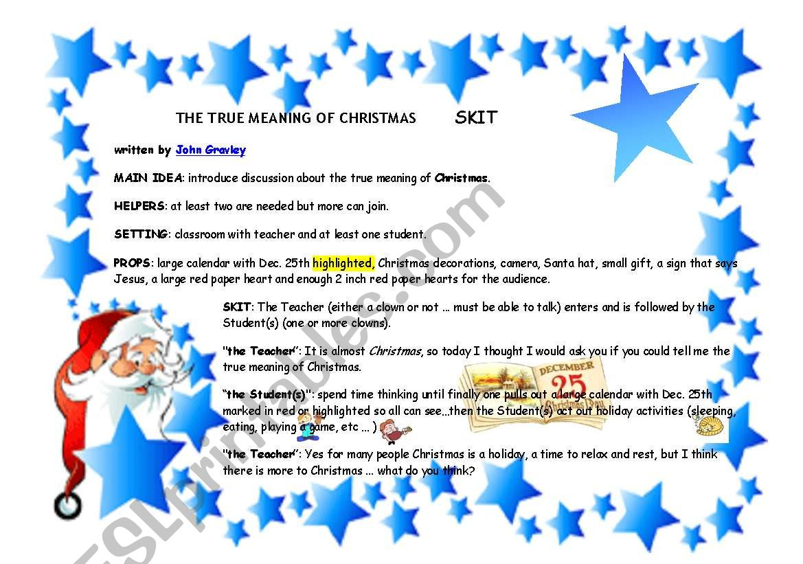 The True Meaning Of Christmas - Esl Worksheetgghionul