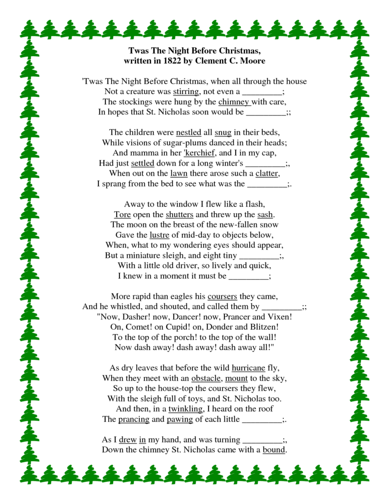 The Words To Twas A Night Before Christmas   Google Search