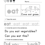 This Is A Sight Word Worksheet For The Word "eat". You Can