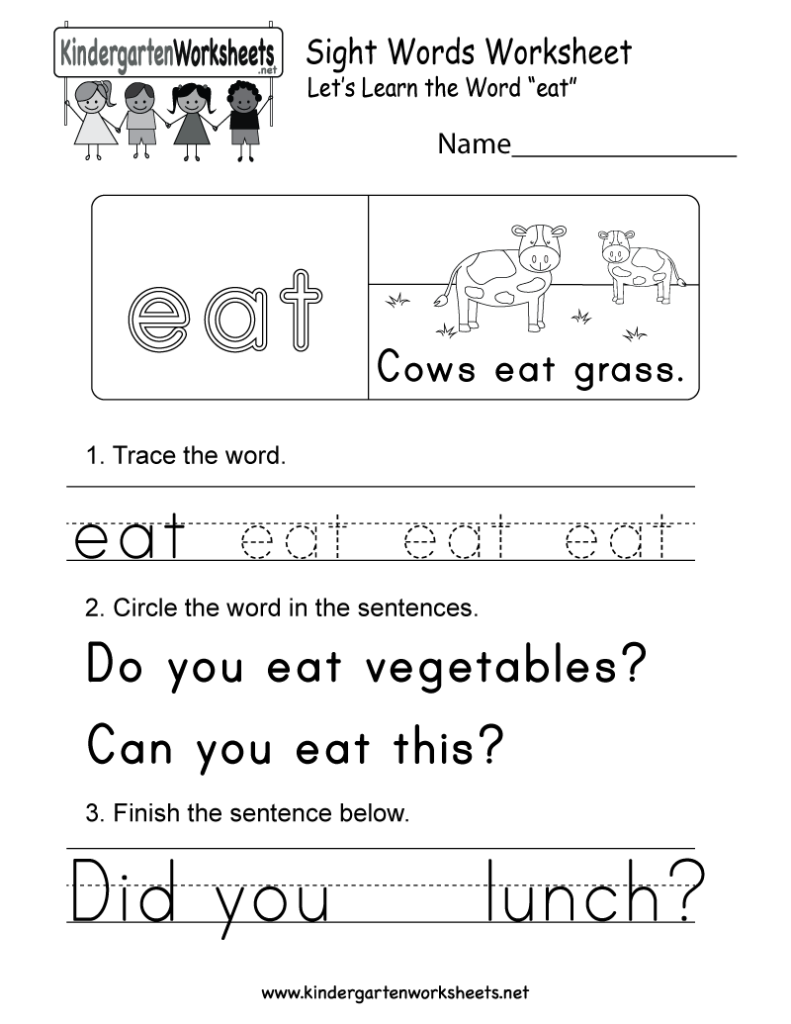 This Is A Sight Word Worksheet For The Word "eat". You Can