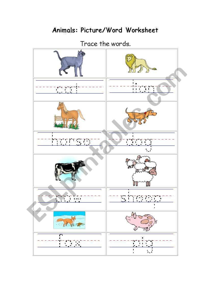 Trace The Word - Esl Worksheethicham