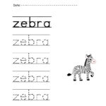 Trace The Word Zebra   English Esl Worksheets For Distance