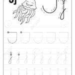Tracing Alphabet Letter J. Black And White Educational Pages.. With Regard To Tracing Letter J