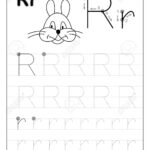 Tracing Alphabet Letter R. Black And White Educational Pages.. Within R Letter Tracing