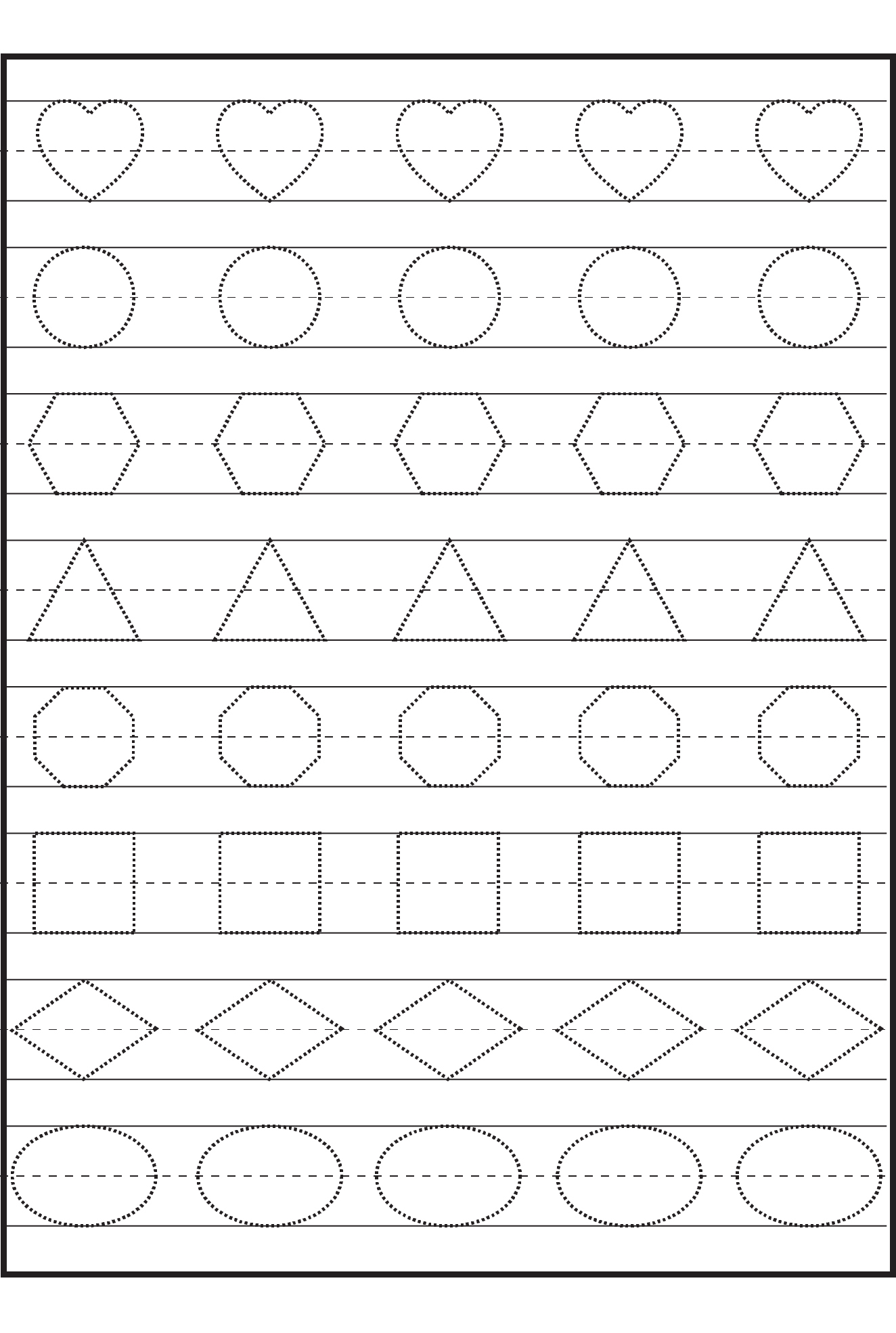 Tracing Lineseets Printableeet Kids Trace Pattern Basic