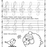 Tracing Music Notes Worksheets For Winter And Christmas1