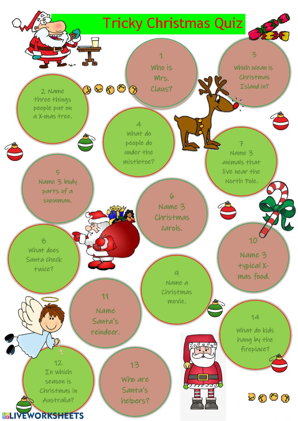 Tricky Christmas Quiz Worksheet