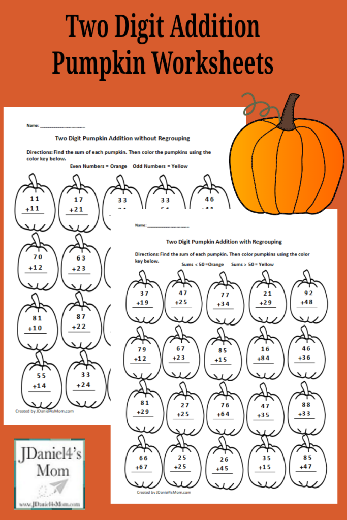 Two Digit Addition Pumpkin Worksheet Set  These Printables