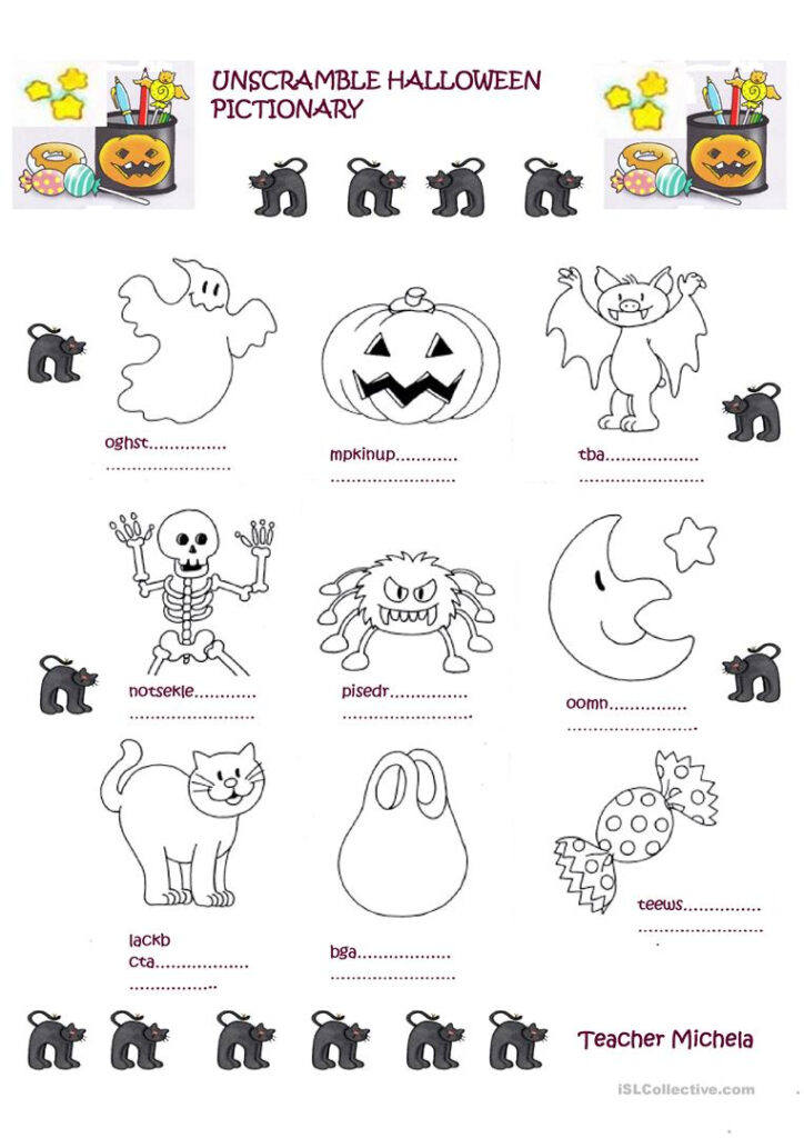 Unscramble Halloween Pictionary   English Esl Worksheets For