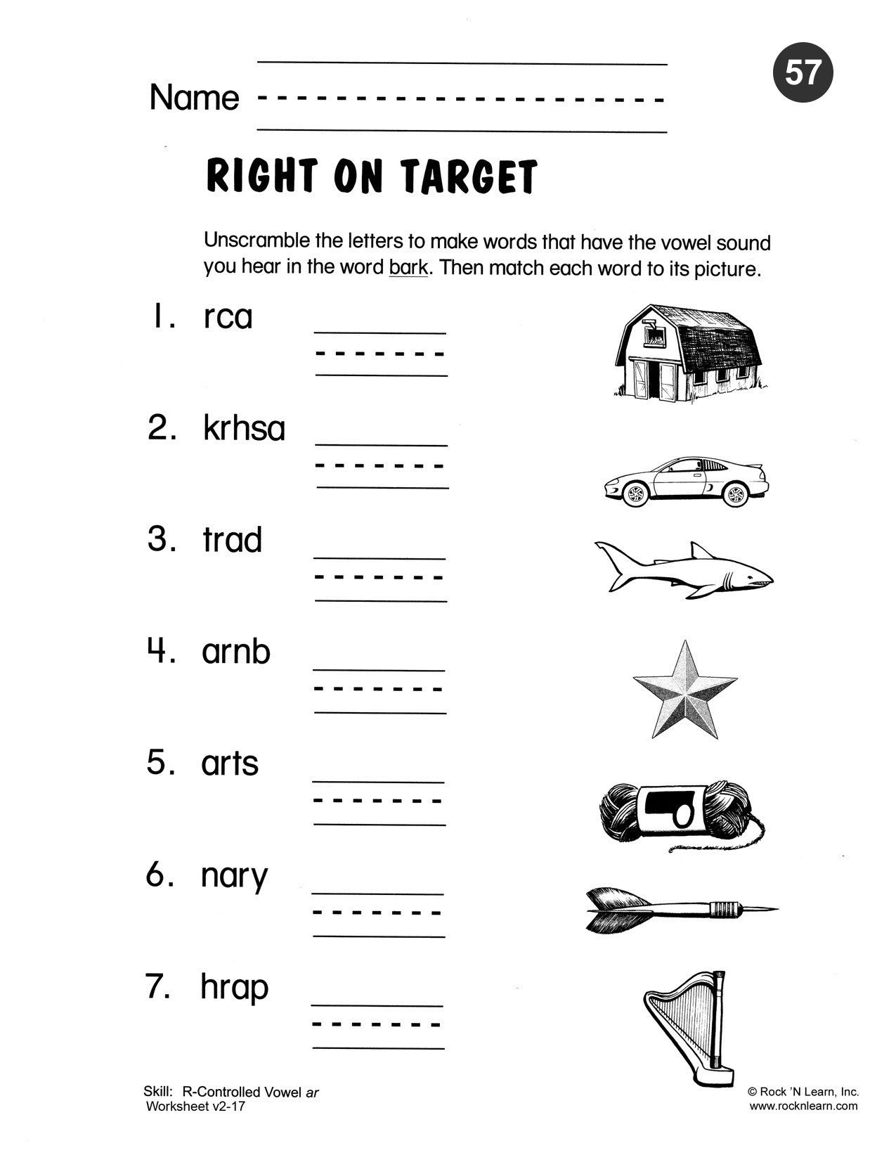 Unscramble The Letters To Make The Words That Have The Vowel