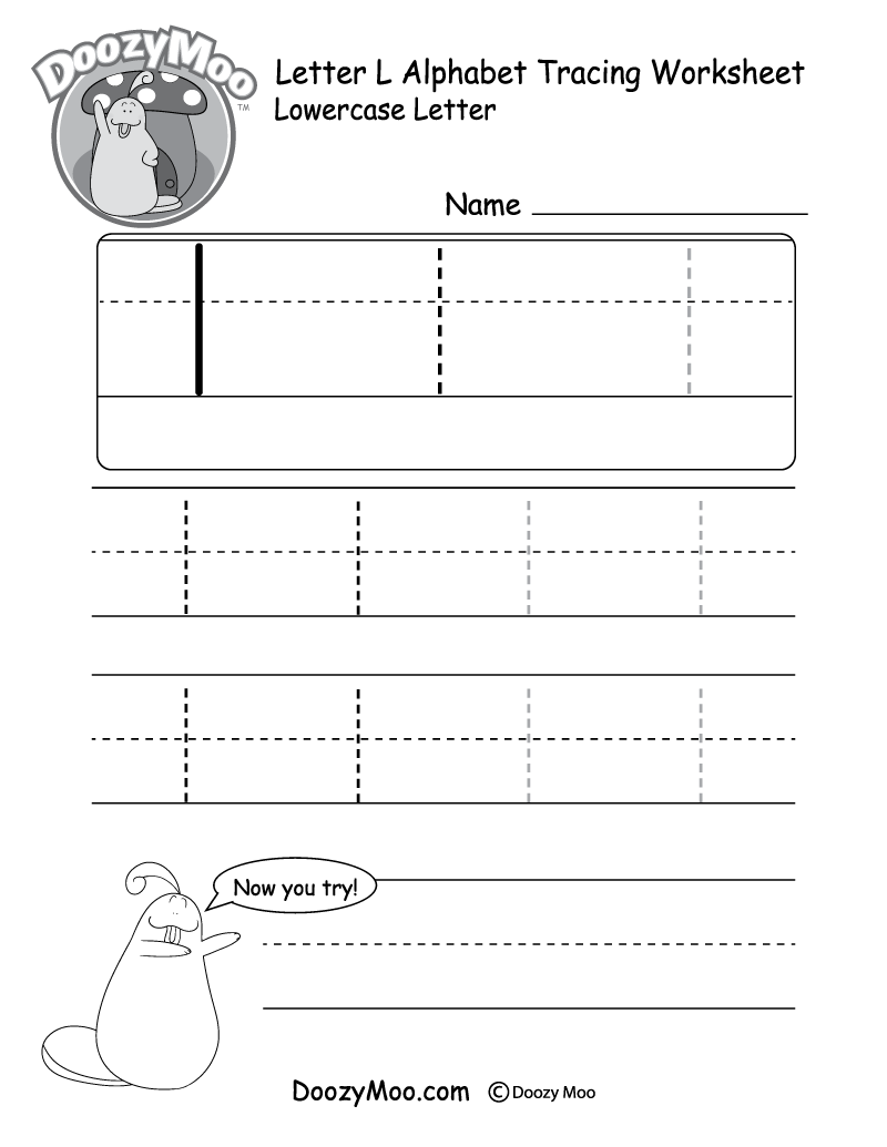 Uppercase Letter L Tracing Worksheet - Doozy Moo within Letter L Worksheets For Kindergarten