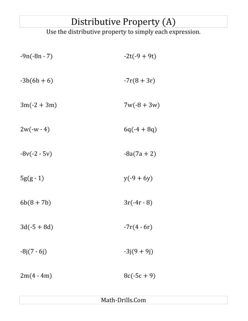 Using The Distributive Property (All Answers Include