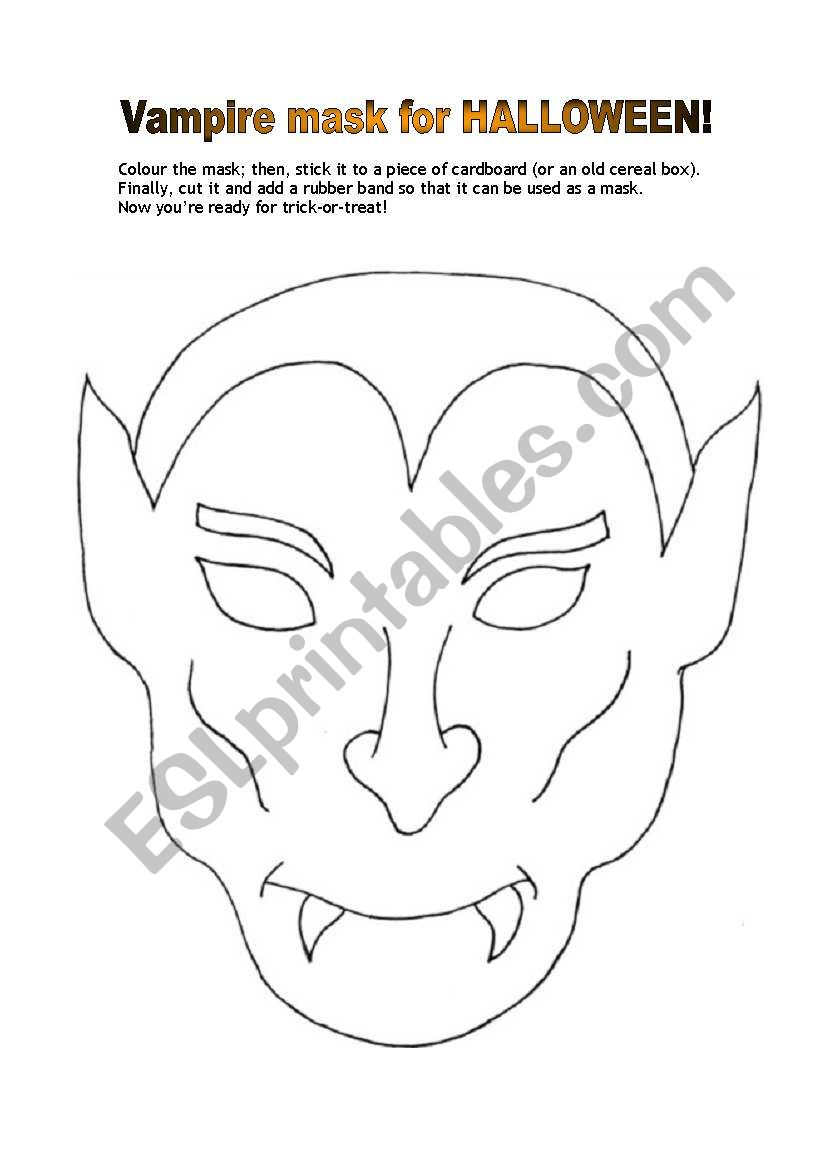 Vampire Mask For Halloween - Esl Worksheetsergio82