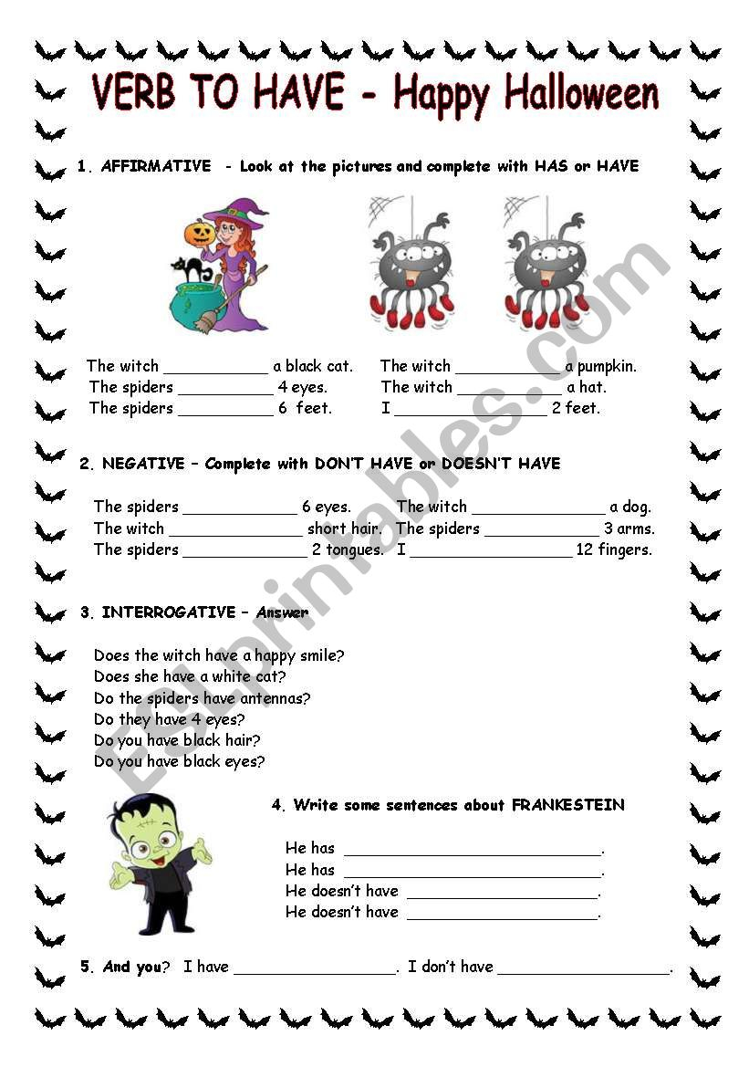 Verb To Have With Halloween Theme - Esl Worksheetcrisprata