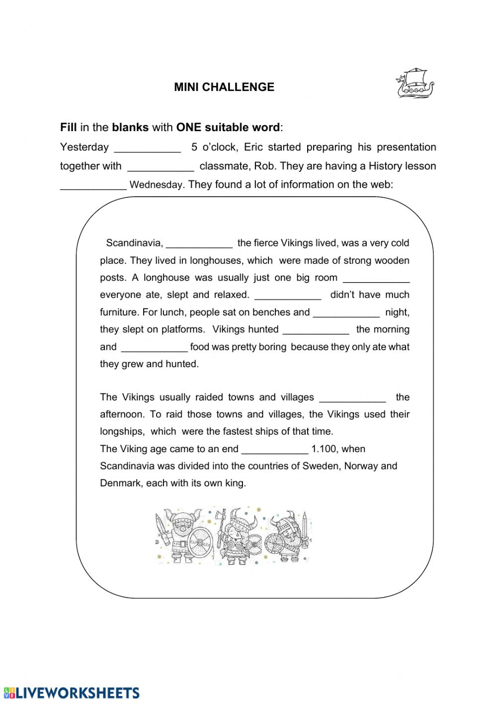 Viking Cloze Worksheet